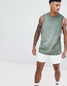 Футболка цвета хаки без рукавов с заниженными проймами ASOS DESIGN - Зеленый