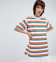 Oversize-футболка в разноцветную полоску Monki - Мульти