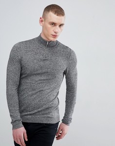 Серый хлопковый джемпер с молнией ASOS DESIGN - Серый