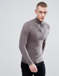 Хлопковый джемпер цвета хаки на молнии ASOS - Зеленый
