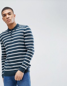 Трикотажное сине-зеленое поло в полоску ASOS - Темно-синий