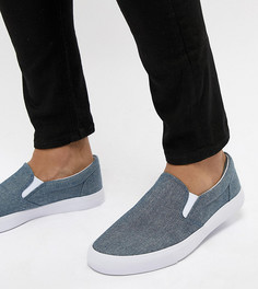 Синие кеды-слипоны для широкой стопы из шамбре ASOS DESIGN - Синий