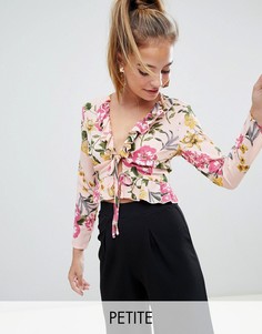 Блузка с цветочным принтом и оборками Missguided Petite - Розовый