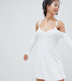 Свободное платье мини с открытыми плечами ASOS DESIGN Petite - Белый