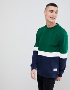 Зеленый свитшот в стиле колор блок Pull&Bear - Зеленый