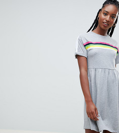 Свободное платье мини с разноцветными полосками ASOS DESIGN Tall - Серый