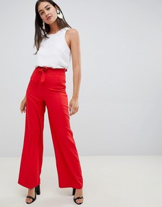Красные широкие брюки с завязкой на поясе Miss Selfridge - Красный