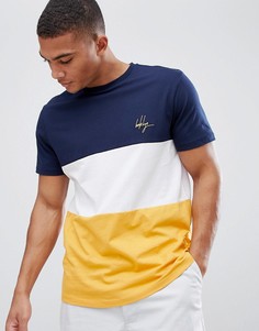 Футболка в стиле колор блок с вышивкой New Look - Желтый