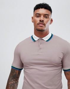 Обтягивающая футболка-поло с контрастным кантом ASOS DESIGN - Зеленый