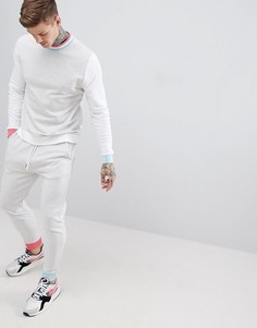 Серый спортивный костюм колор блок (свитшот/джоггеры скинни) ASOS DESIGN - Белый