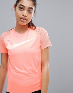 Розовая футболка с короткими рукавами Nike Running Dry Miler - Розовый
