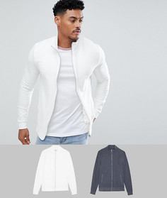 2 трикотажные обтягивающие спортивные куртки (темно-серая/белая) ASOS DESIGN - Мульти