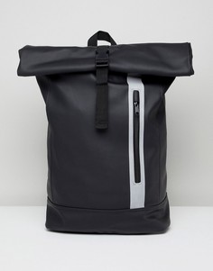Черный прорезиненный рюкзак с отделением для ноутбука и светоотражающей молнией ASOS DESIGN - Черный
