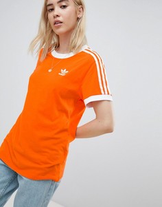 Оранжевая футболка с 3 полосками Adidas Originals - Оранжевый