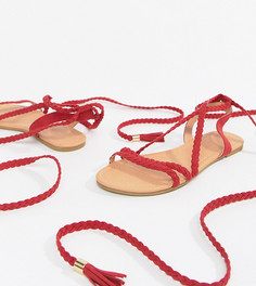 Плетеные сандалии с завязками ASOS DESIGN Fayla - Красный