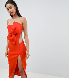 Платье миди с бантом ASOS DESIGN Tall - Оранжевый