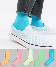 5 пар ярких неоновых носков ASOS - Мульти