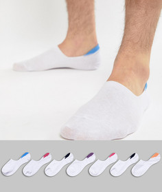7 пар белых невидимых носков с контрастной отделкой ASOS - Белый