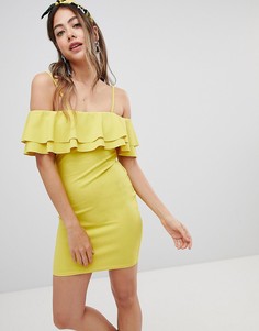 Платье с открытыми плечами и бретельками Missguided - Желтый