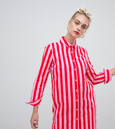 Oversize платье-рубашка в полоску Daisy Street - Розовый