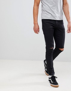 Черные свободные джинсы скинни с рваной отделкой Mennace Makavelli - Черный