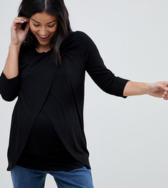 Топ для кормления с длинными рукавами и запахом ASOS DESIGN Maternity - Черный