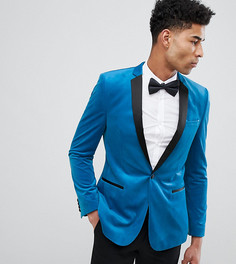 Ярко-синий приталенный бархатный блейзер ASOS DESIGN Tall - Синий