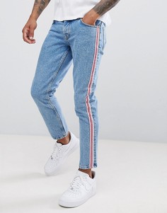Синие джинсы узкого кроя с розовыми полосками по бокам ASOS DESIGN - Синий