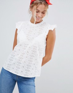 Кружевная блузка с оборками JDY - Белый