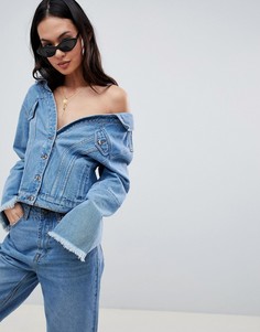 Джинсовая куртка с открытыми плечами Boohoo - Синий