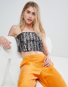 Топ на бретельках с полосками из пайеток Miss Selfridge - Мульти