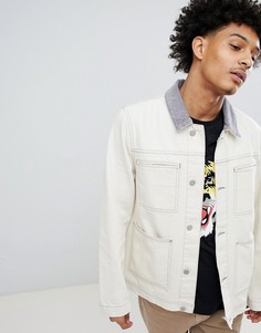 Джинсовая куртка с вельветовым воротником ASOS DESIGN - Бежевый