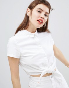 Джинсовая блузка с поясом Monki - Белый