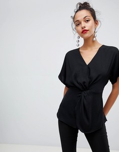 Черная блузка с перекрутом River Island - Черный