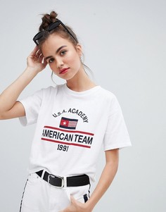 Футболка с принтом usa academy Pull&Вear - Белый Pull&Bear