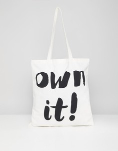 Сумка-тоут с надписью Own It Monki - Белый