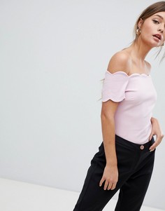 Топ с открытыми плечами и фигурными краями Ted Baker - Розовый