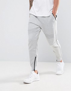 Светло-серые джоггеры с молниями Pull&Bear - Серый