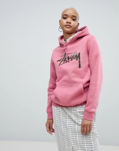 Oversize-худи с логотипом на груди Stussy - Розовый