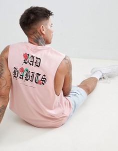 Футболка без рукавов с принтом на спине ASOS DESIGN - Розовый