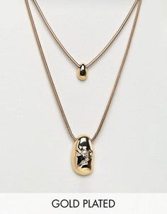 Позолоченное ожерелье в несколько рядов ASOS DESIGN - Золотой