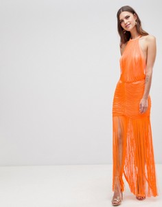 Платье макси с заниженной талией и бахромой ASOS DESIGN - Оранжевый