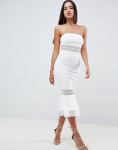Платье-бандо с отделкой ASOS DESIGN - Белый