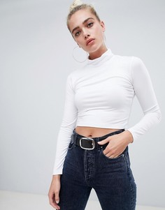 Белый кроп-топ с воротником-поло и длинными рукавами ASOS DESIGN - Белый