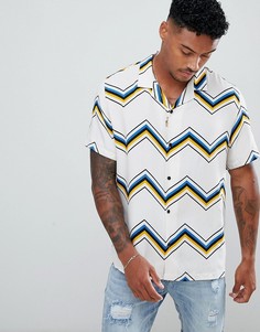 Светло-бежевая oversize-рубашка в шевронную полоску ASOS DESIGN - Белый