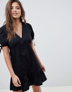 Свободное хлопковое платье мини ASOS DESIGN - Черный