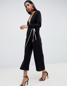 Комбинезон-кимоно с окантовкой ASOS DESIGN - Черный