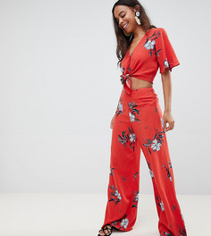 Брюки с цветочным принтом и широкими штанинами Miss Selfridge Petite - Мульти