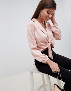 Атласный топ с воротником ASOS DESIGN - Розовый