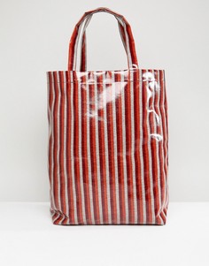 Виниловая полосатая сумка ограниченной серии Weekday - Красный